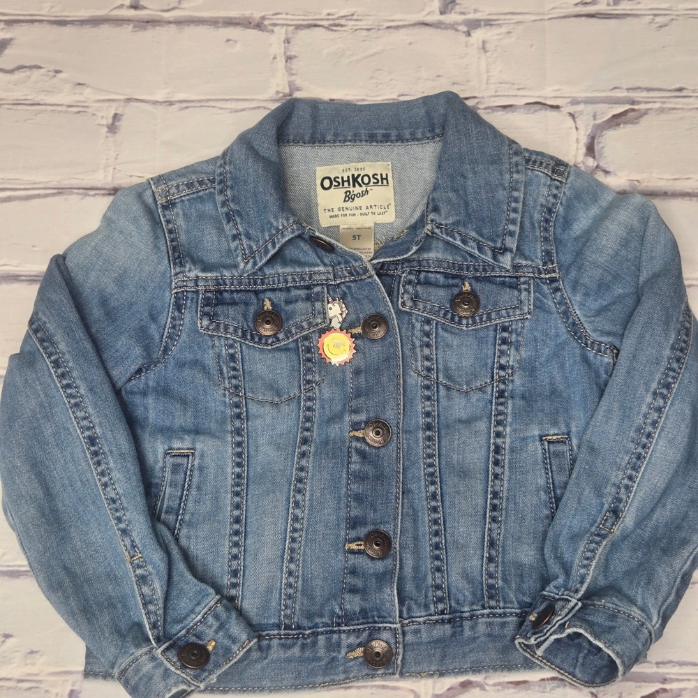 OshKosh Bgosh Kids Denim Trucker Jacket Medium Wash Blue Jean Jacket 5T 28034210
